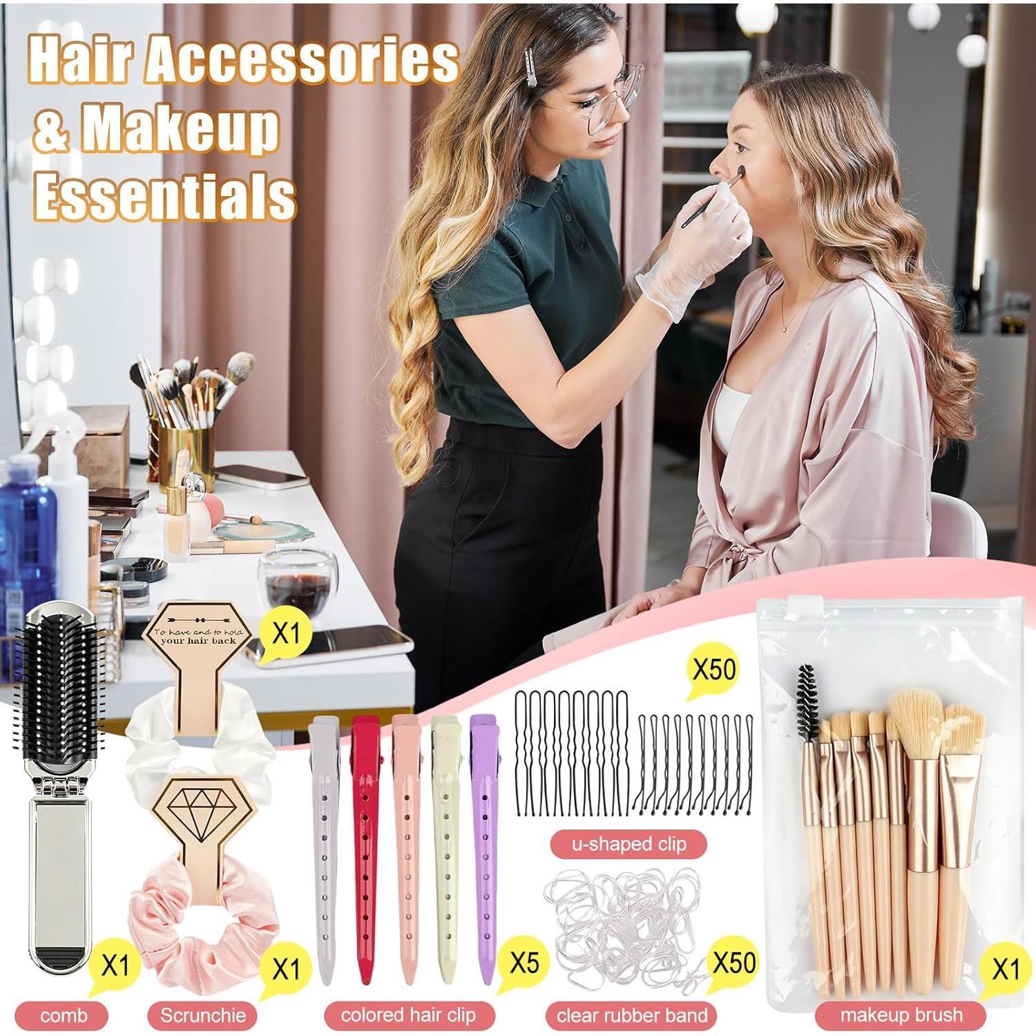 Bridal  Kit for Wedding Day, 180+ Pieces Women's Wedding Day Essentials  Kit with Makeup Bag, Travel Essential Items for Work Daily Use