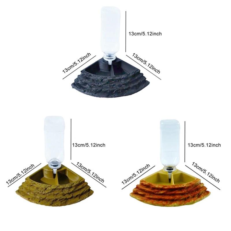 Automatic Feeder and Waterer for Reptiles, Resin Material, Lizard Snake Gecko Tortoise Rock-Like Drinking Bowl, Includes Plastic Bottle