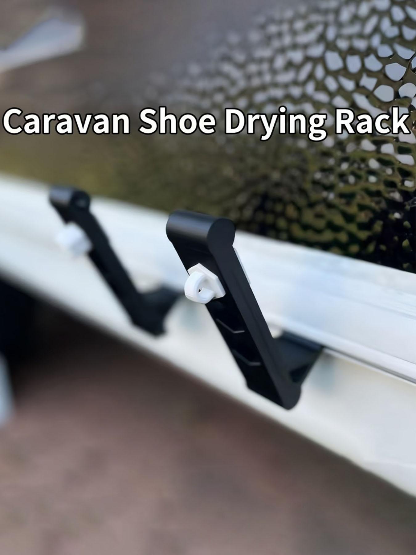 RV Shoe Rack and Clothes Rack Set, Wall-Mounted RV Track Drying Rack, Quick-Dry Ventilated Shoe Rack, Lightweight Portable Outdoor Travel Accessory