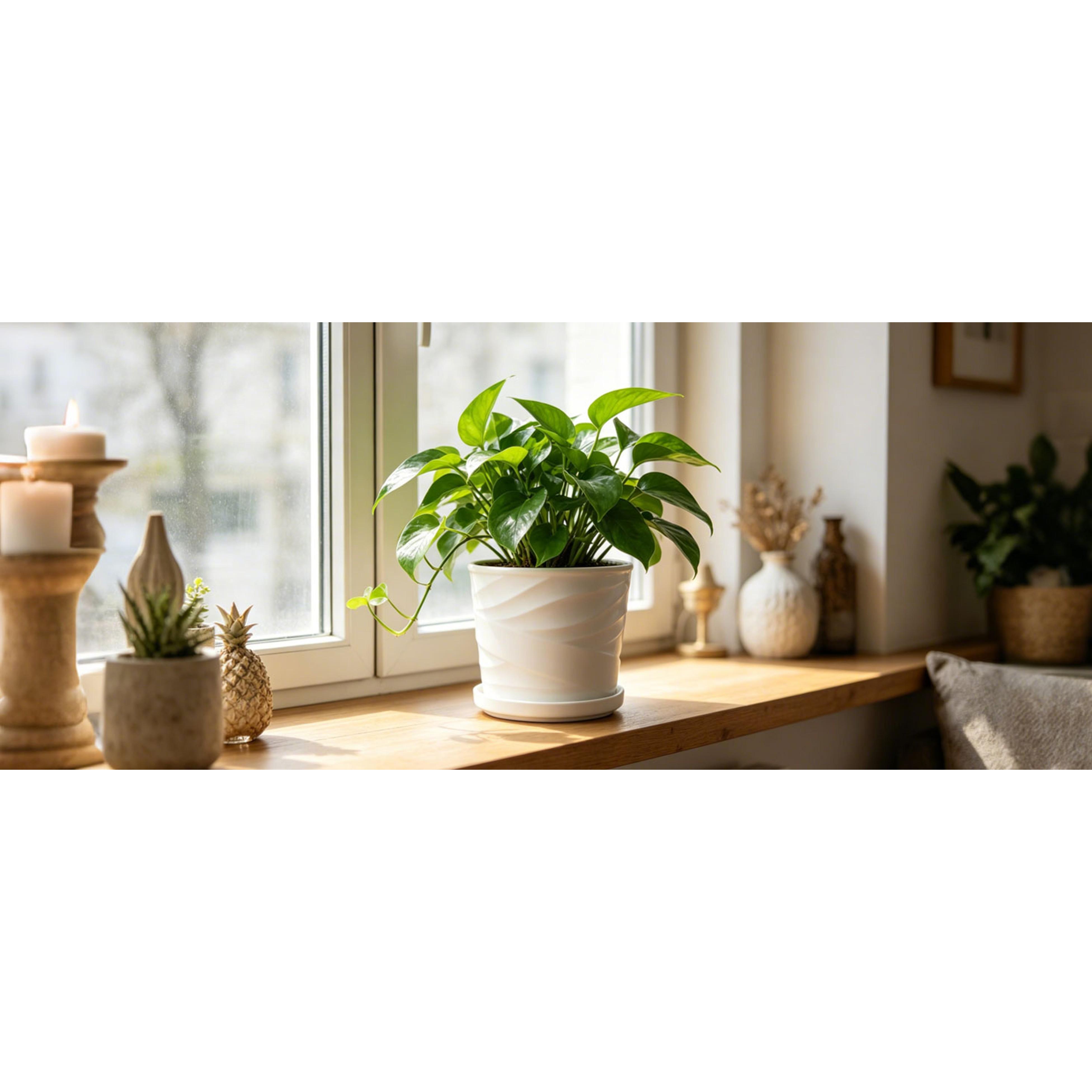 8 Inch Plant Pot,Ceramic Planter with Drainage and Saucer,Ceramic Pots for Plants,Indoor Plant pots,Ceramic Flower pots(Pure White)