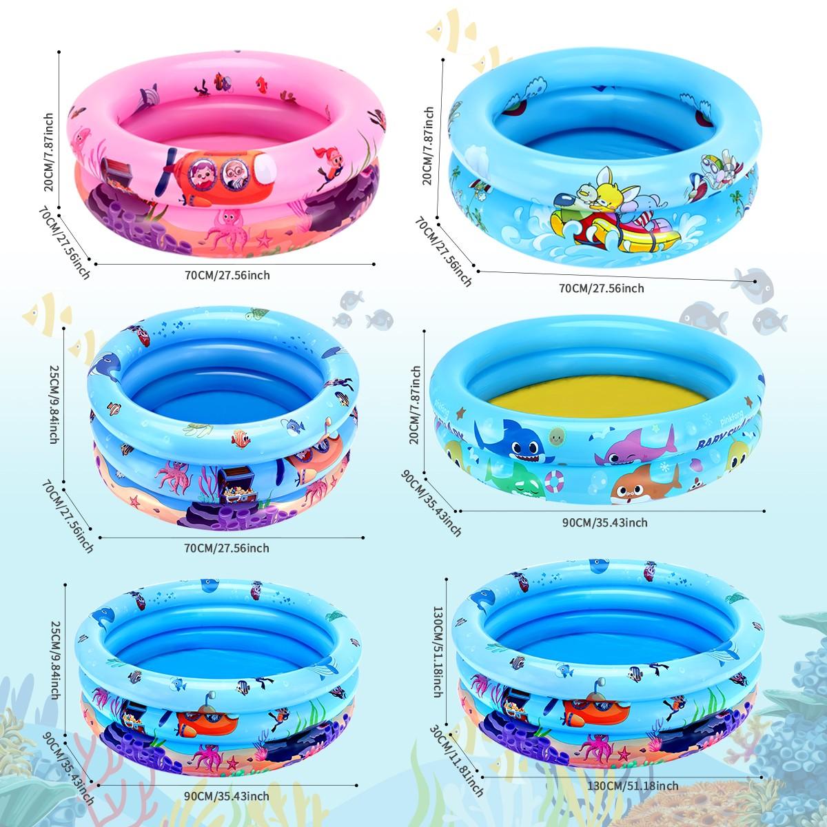 Inflatable Swimming Pool Ocean Animal Pattern Triple Ring Thickened Family Water Play Fishing Multi-Functional Best Parent-Child Interactive Toy Gift