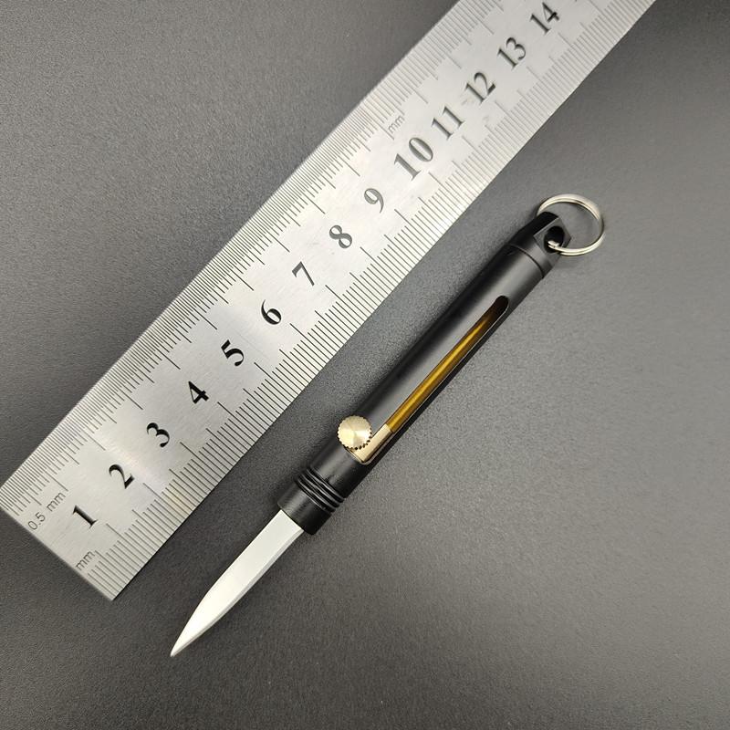 Mini Brass Push-Pull Knife Keychain, Sharp Camping Hiking Outdoor Fishing Tool, Daily Carry Pocket Knife, Durable & Portable Design, Outdoor Multifunctional Tools