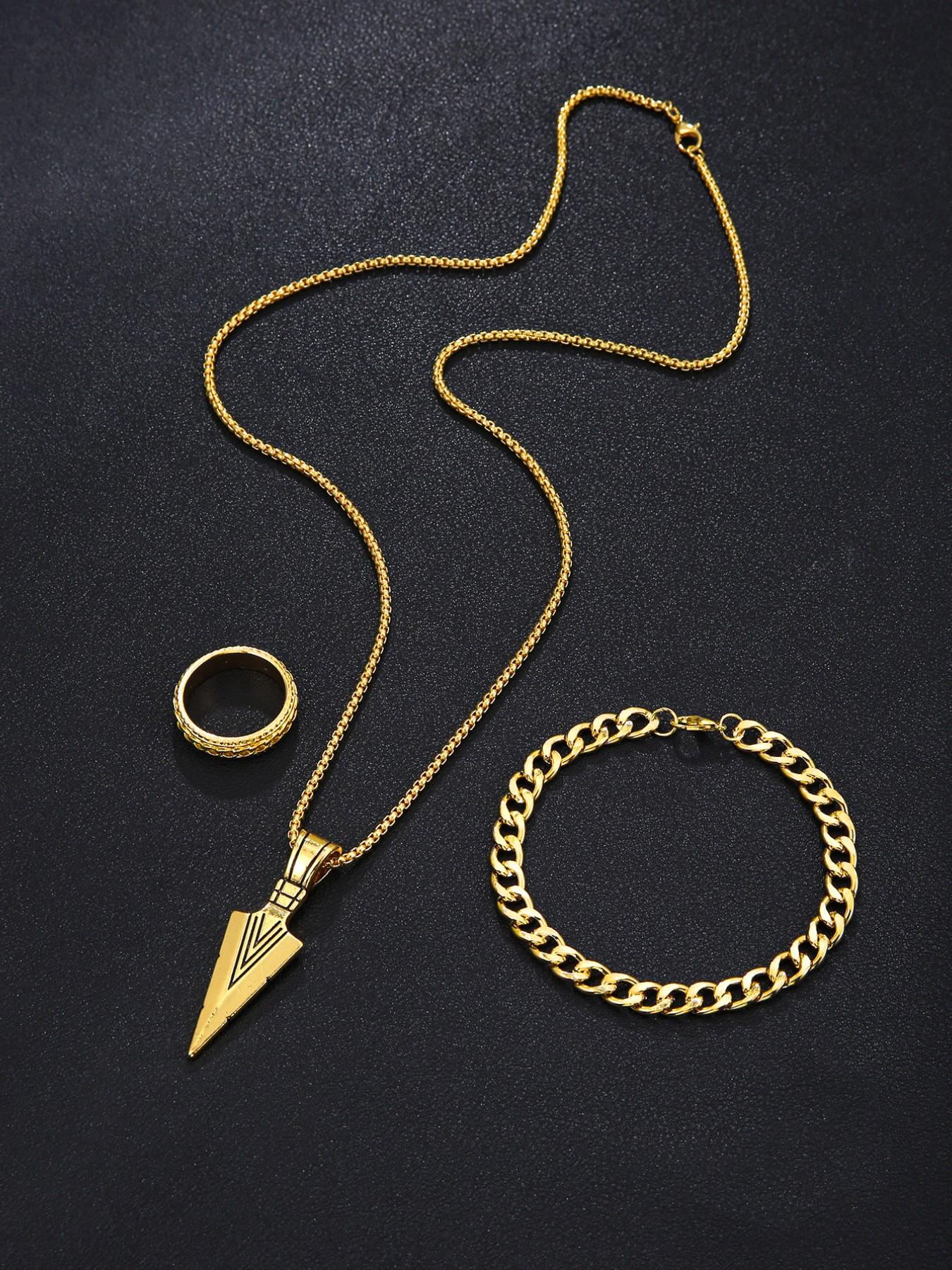 Father's Day Gift Set, Men's Bold Watch Kit, Includes Watch, Bracelet, Necklace, Ring, Wallet, Perfect Present for Him