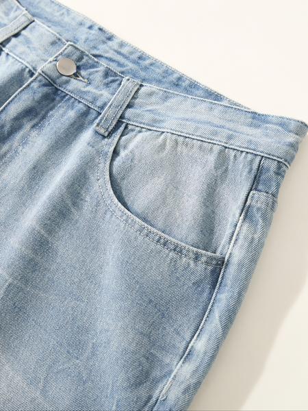 Men's Vintage Wash Tie-Dye Light Blue Jeans, Loose Straight Leg Denim Jeans, Casual Jeans, Y2K Style Streetwear, Perfect Gift for Boyfriend Husband