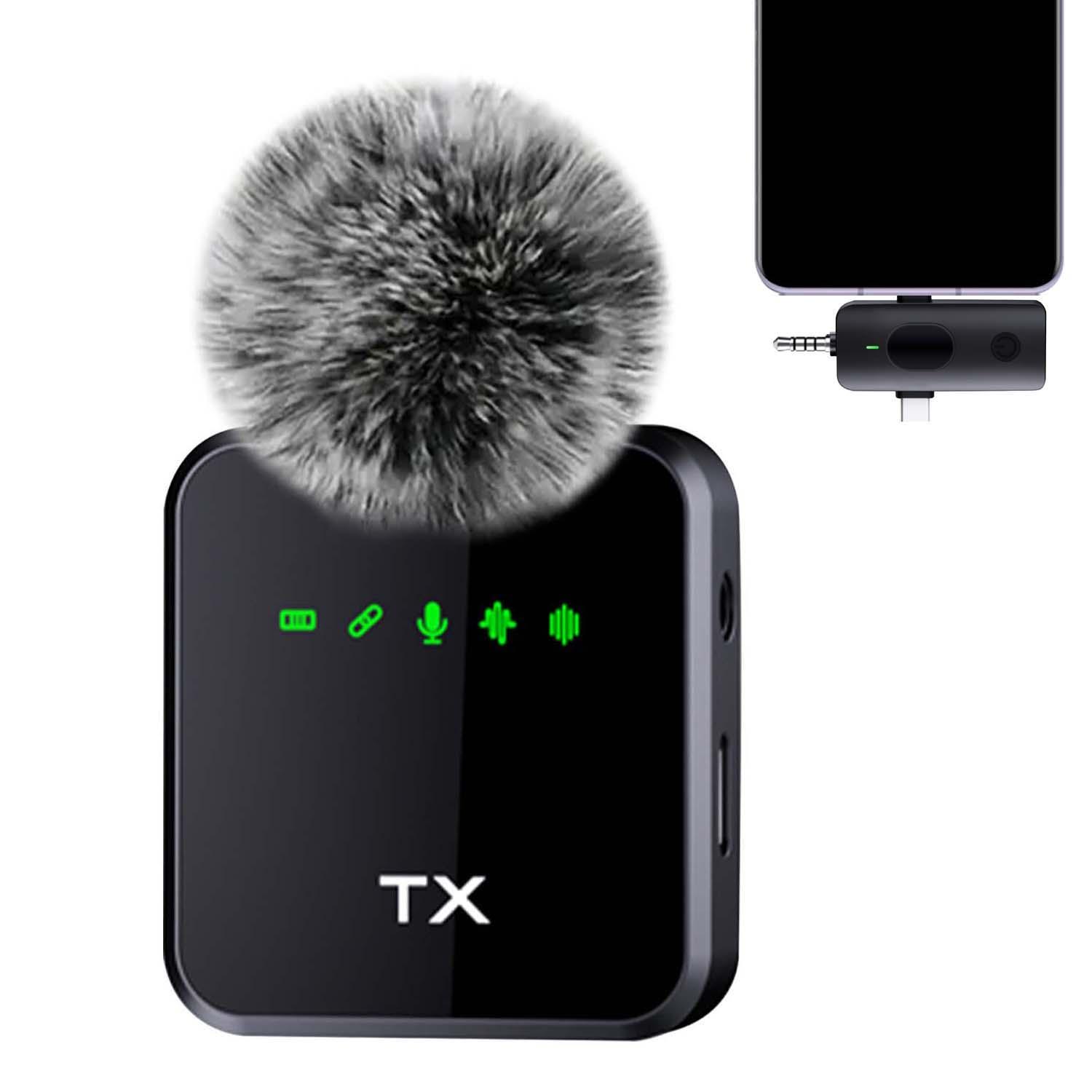 Wireless Lavalier Microphone for iPhone iPad Android, 3-In-1 Plug-Play Mic, 164ft Transmission Range, Live Stream, Lapel Microphone, Live Streaming Mic