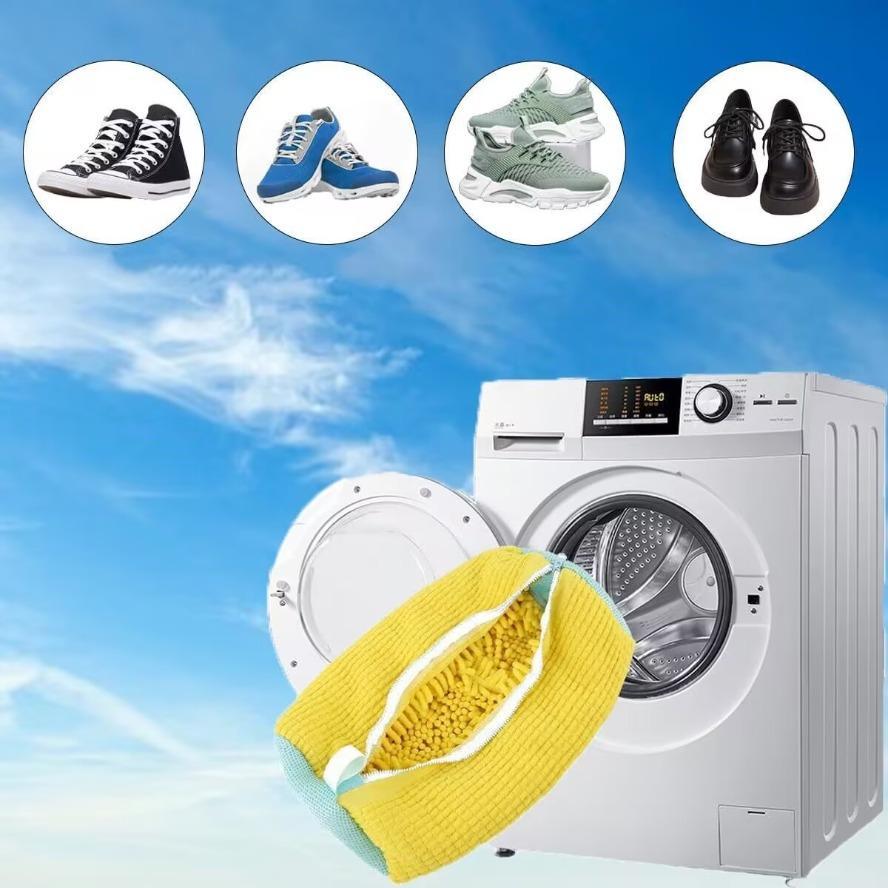 1/2 Pack Reusable Mesh Shoe Washing Bag, Breathable Anti-Tangle Laundry Bag with Handle & Zipper, Heavy-Duty Eco-Friendly Pouch for Sneakers Washing Machine & Travel Storage