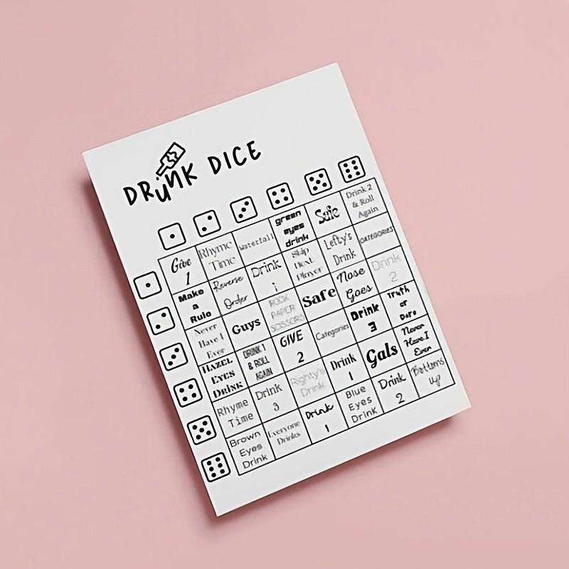 Drunk Dice Drinking Game Card, Interactive Dice Instruction Board Game, Fun Adult Party Prop, Creative Table Game for Bar/family Gatherings