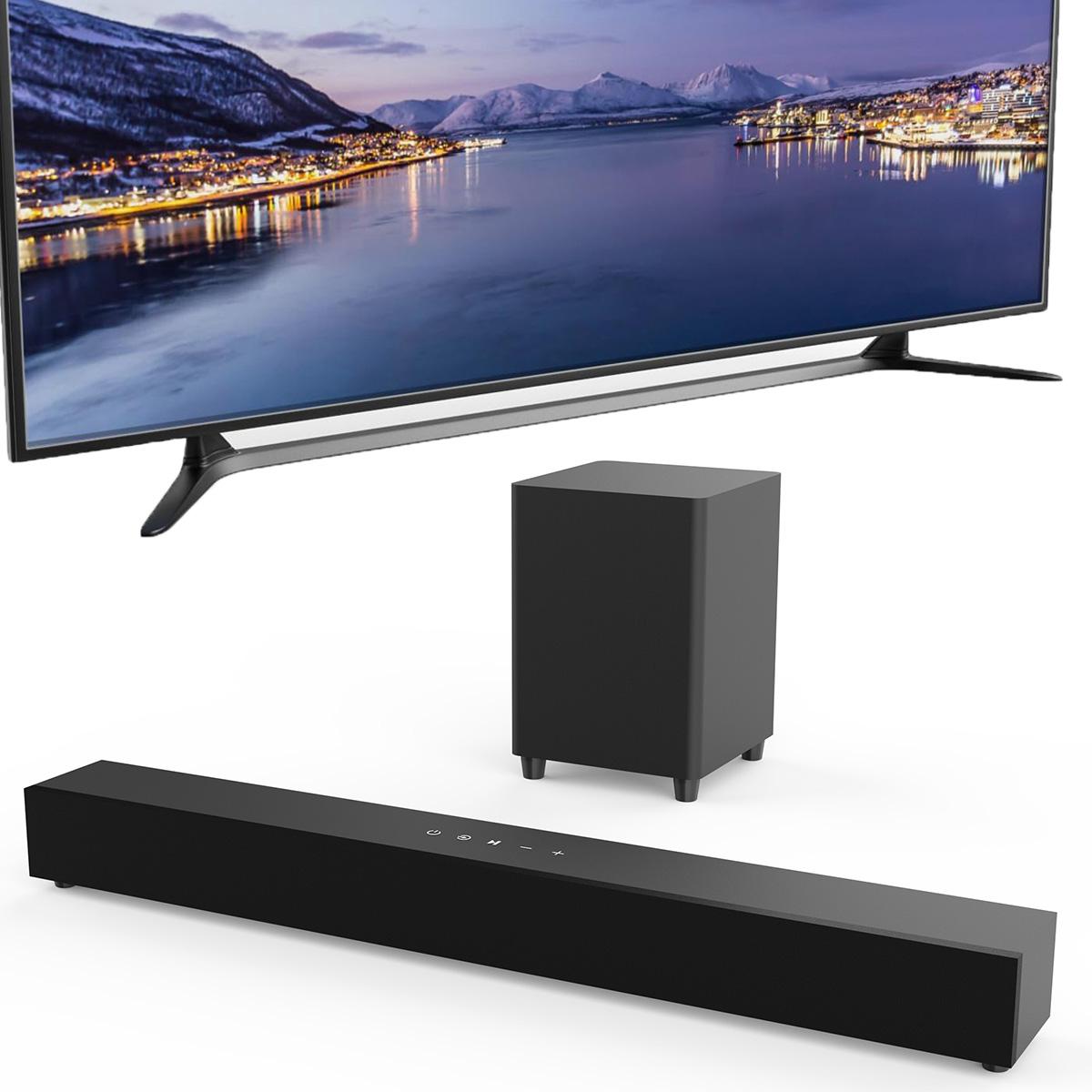 TV Soundbar With Subwoofer Heavy Bass Computer Sound bar Speaker Wireless Home Theater Bluetooth Speaker Black