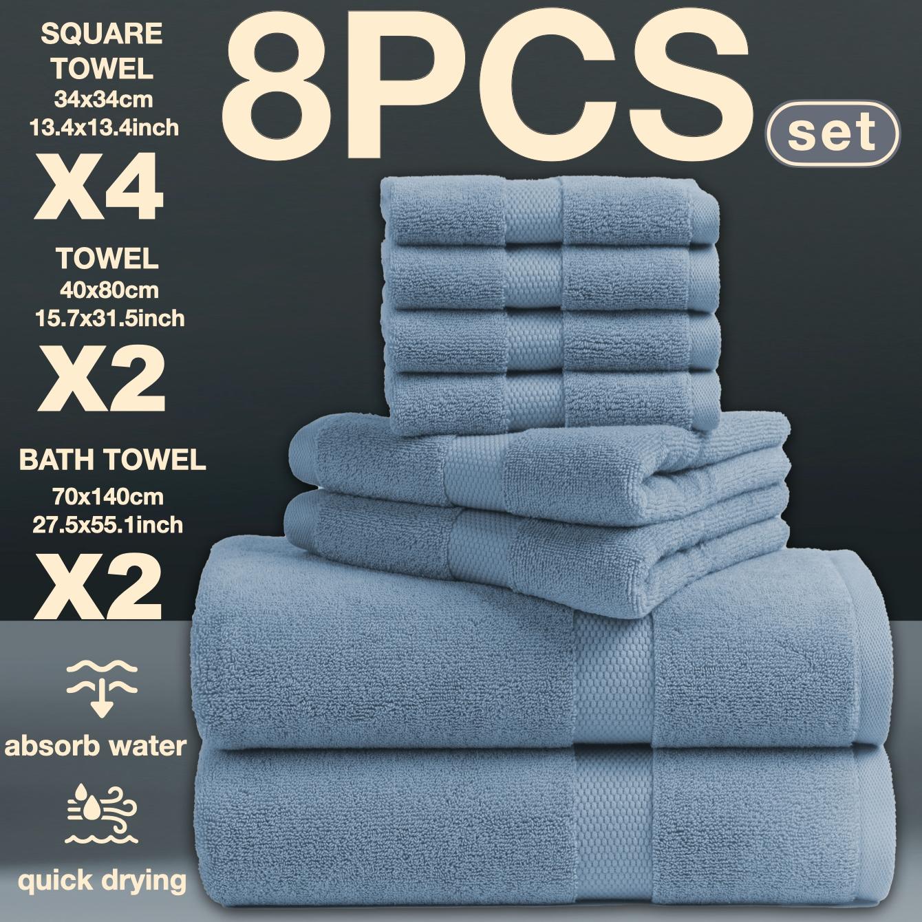 Luxury Bath Towel Set of 8 Pieces, 100% High Absorbent Turkish Towels, 2 Luxury Bath Towels 700gsm, 2 Hand Towels & 4 Face Cloths