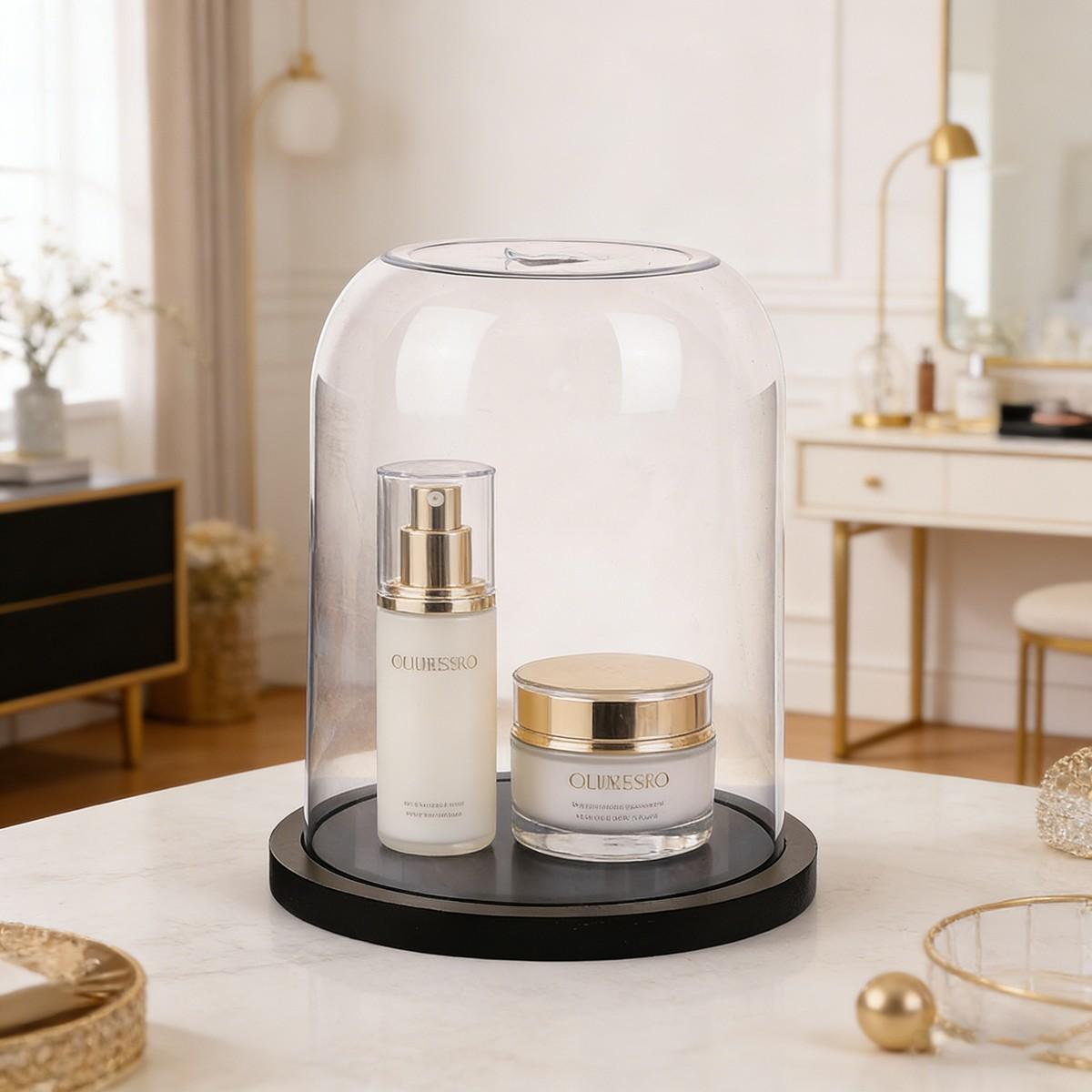 Transparent Doll Display Box, Collectible Box, Dustproof Collection Showcase, Ideal for Eternal Flower, Wooden Base, Valentine's Day Gift