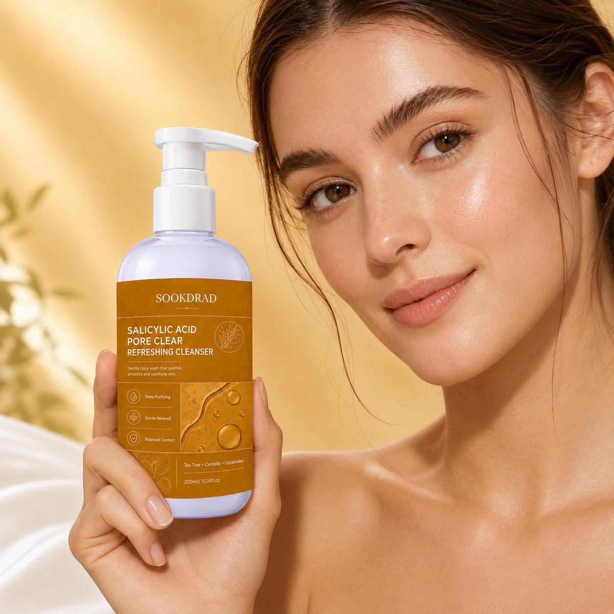 Salicylic Acid Pore Clear Refreshing Cleanser, contains Tea Tree, Centella, Ceramides, deep purifying, gentle renewal, balanced comfort, for face, all skin types, daily facial care, facial cleansing, 300ml