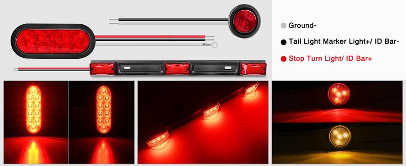 Nilight LED Trailer Light Kit 6 Inch Oval Stop Turn Tail Light 2 Inch Round Red Amber Side Marker Light 9 LED Trailer ID Light Bar for 12V RV Camper Caravan Truck Trailer Bus Boat nilight truck  dealsforyoudays