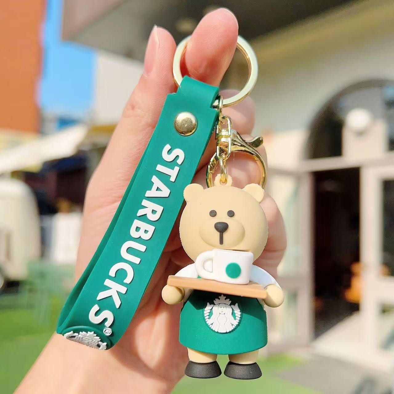 Starbucks Bear Keychain, Car Bag Charm, Perfect Gift, Cute Accessory, Ideal for Office Workers, Stylish & Functional