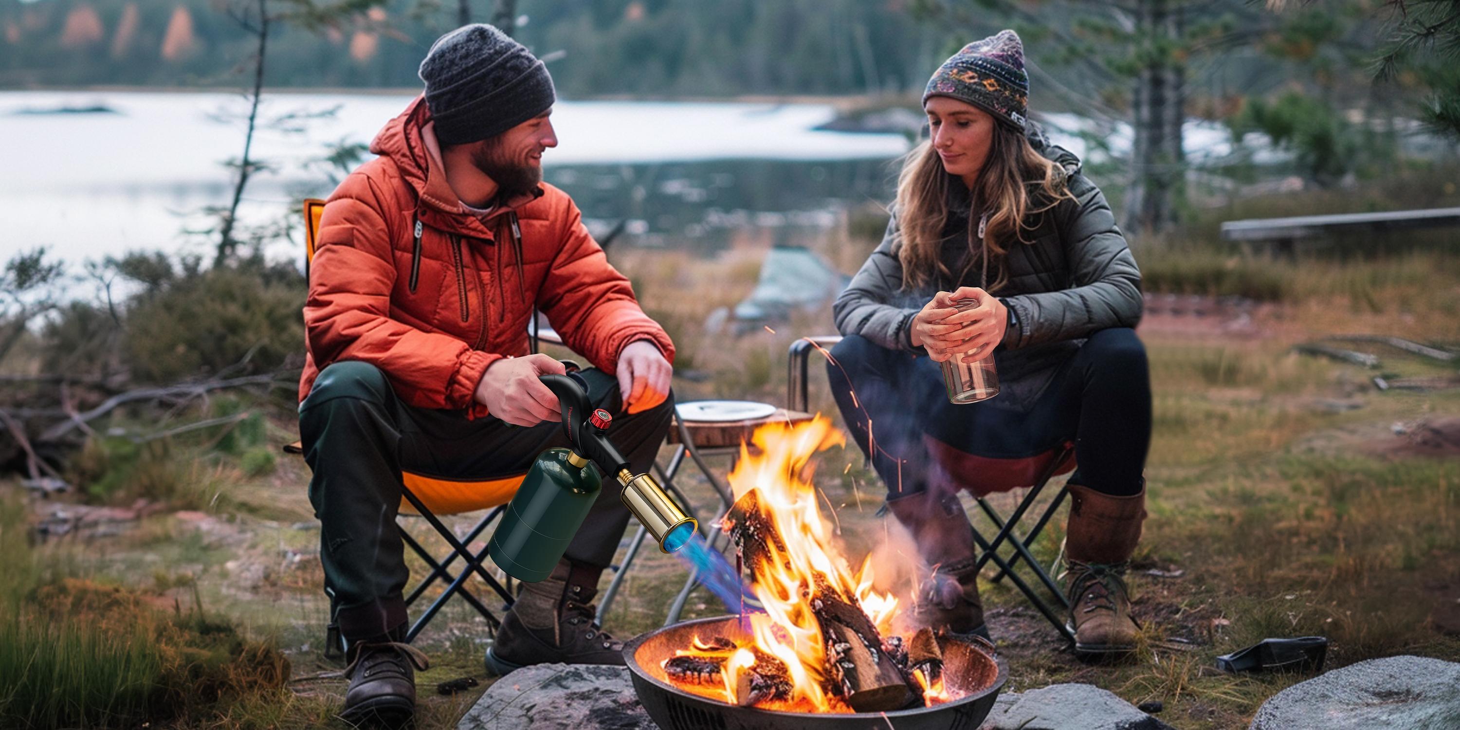 ThermoMaven Propane Torch for Kitchen Cooking, Flamethrower-Style Torch Lighter with Unlimited Adjustable Flame, for Outdoor and Party, Charcoal Starter (Propane Tank Not Supplied), Black Friday and Christmas Gift