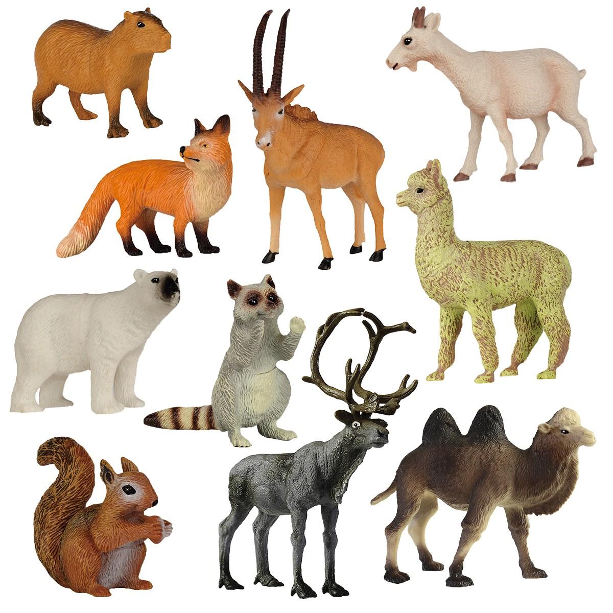 10 Pcs Realistic Wildlife Set, Animal Figures, Parent-Child Interactive Educational Toys, Decorative Ornaments, Birthday Party Gifts, Camel Goat Raccoon Squirrel