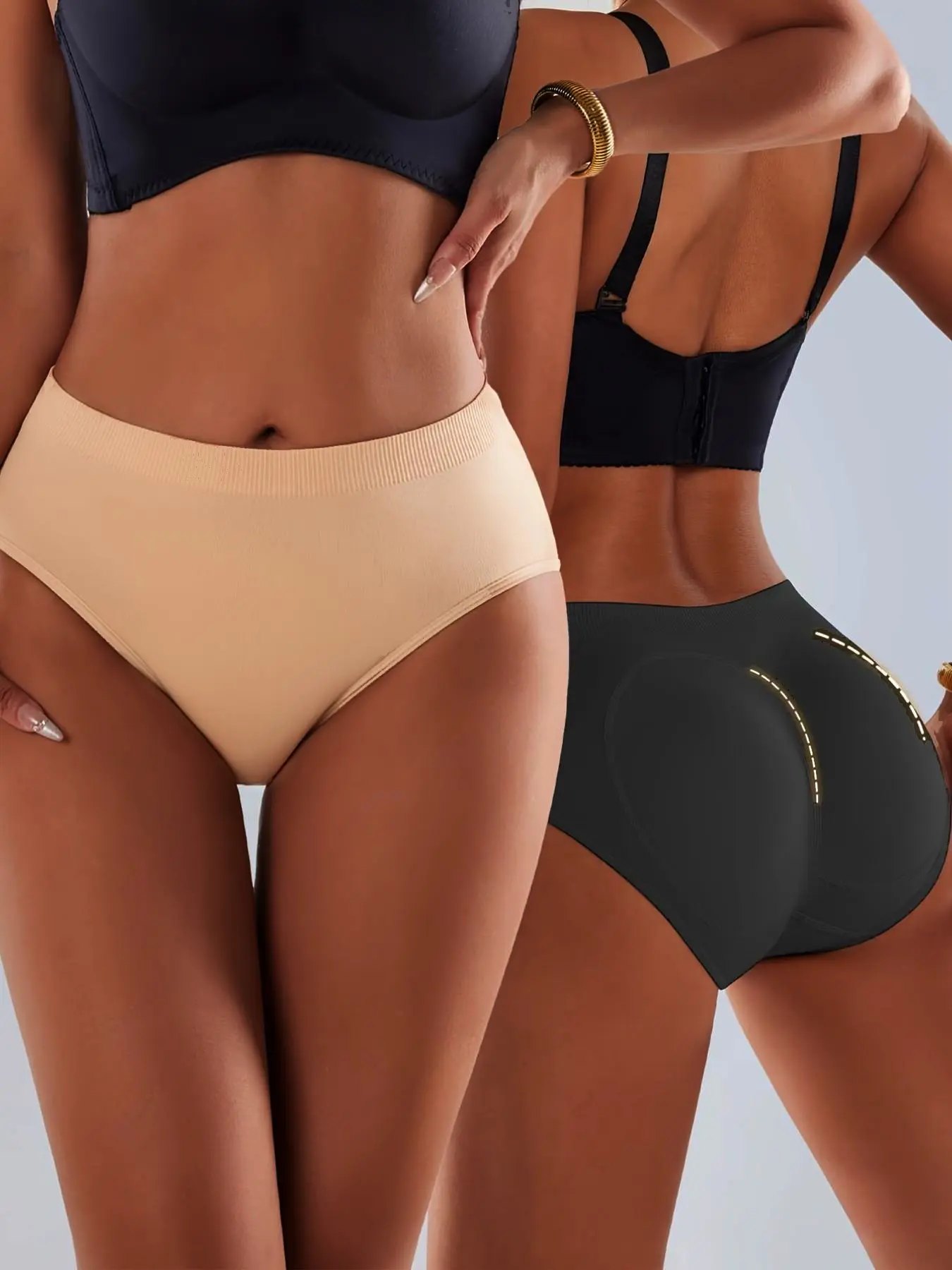 Women's Padded Butt Lifter Briefs, Seamless Hip Enhancer Underwear with Sponge Padding, Breathable Shaping Panties for Dresses, Skirts and Jeans