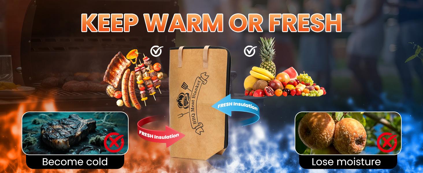 BBQ Blanket for Resting Meat, Meat Resting Blanket, Reusable Warmer Bag, with Ten Oil-Absorbing Papers, Resting Bag with Large Brisket/Beef/Pork Shoulder/Turkey(21inch)