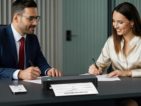 Jadens Portable Thermal Printers,Wireless Bluetooth Smart Printer with 6 Roll Various Sizes Paper,Support US Letter for Business Office Home School