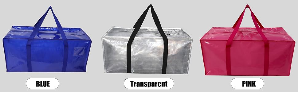 Extra Large Polypropylene Moving & Camping Storage Bags with Strong Zippers, Reinforced Handles, and Lids (Pink, 4 Packs), With Lid