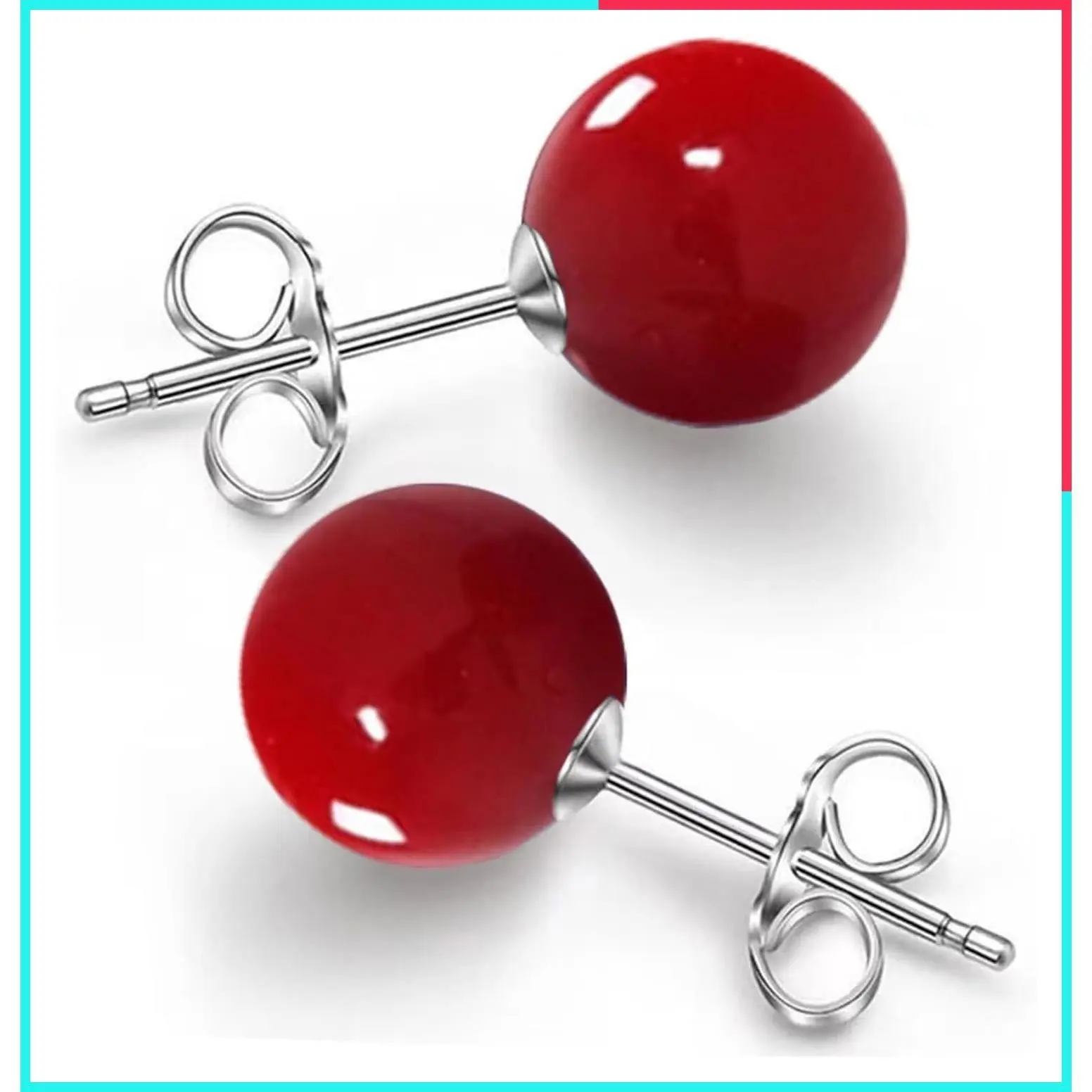 Hypoallergenic Pearl Stud Earrings with Multicolor Ocean Shell Beads - Shell Pearl Jewelry