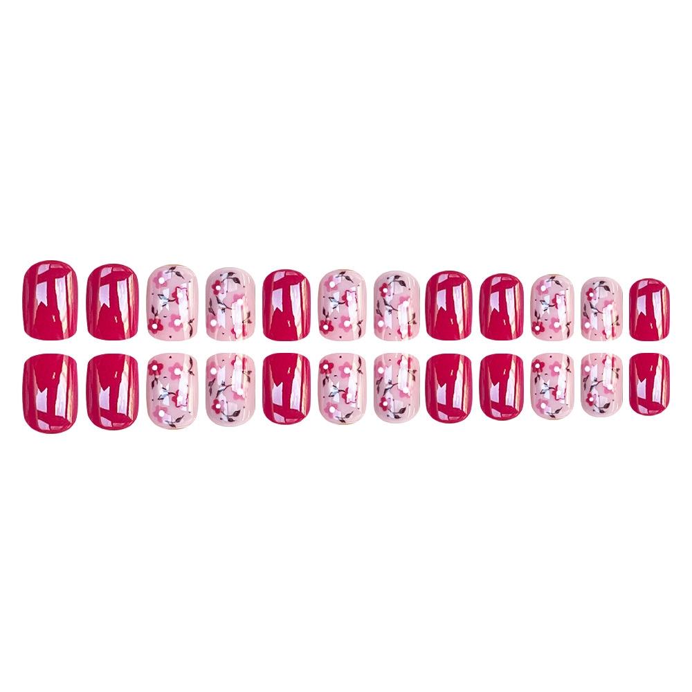 French Chic Floral Pearl Sweet European Style Detachable Nail Art Stickers, 24 Pieces, Model 53hj-04, Single Item Pack