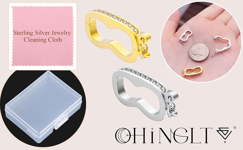 OHINGLT 925 Sterling Silver Necklace Clasp,Pearl Enhancer Push Clasp with Secure Lock,Strand Shortener Openable Lock Extender for Necklace Chain