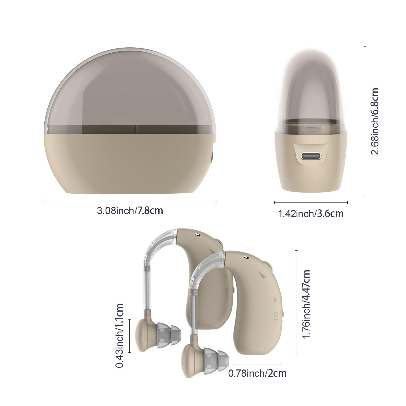 a set Invisible Hearing Aid for Adults with Hearing Loss, Behind-The-Ear Magnetic Charging Box, Noise Reduction, Natural Sound, USB Rechargeable