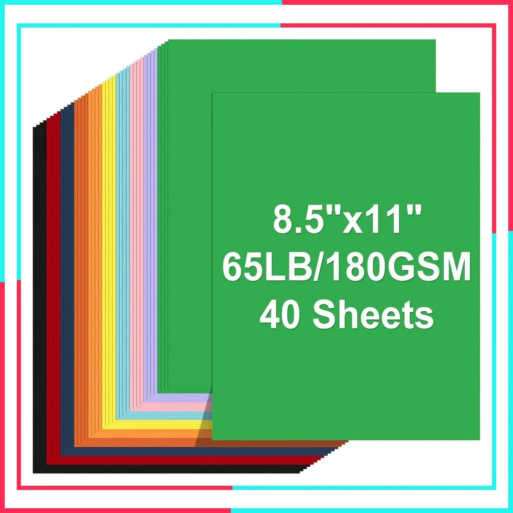 Colored Cardstock 8.5 x 11, 40 Sheets, 10 Assorted Colors Construction Paper, 65lb/180gsm, Card Stock Printer Paper for Card Making, Drawing, Invitations, DIY Crafts, School & Office Supplies