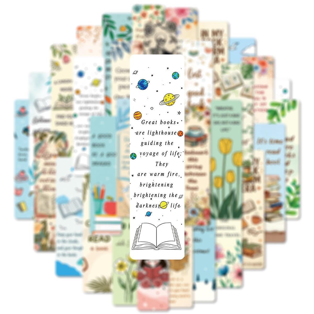 30pcs Reading-themed Office Bookmarks, Notebook Bookmarks, Non-repeating, Simple, Artistic, Creative Office Bookmarks, Notebook Bookmarks, Small Cards, Book Decoration Cards, Reading Annotation Cards