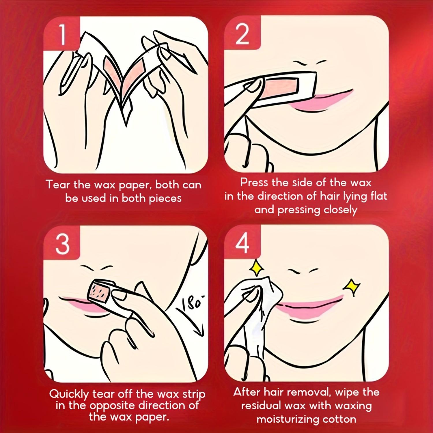 Rose Scented Hair Removal Wax Strips 10Pcs, Depilatory Wax Papers for Legs Armpits Lips Fingers, Unisex Home Body Hair Remover, Smooth Skin Gift, Body Waxing