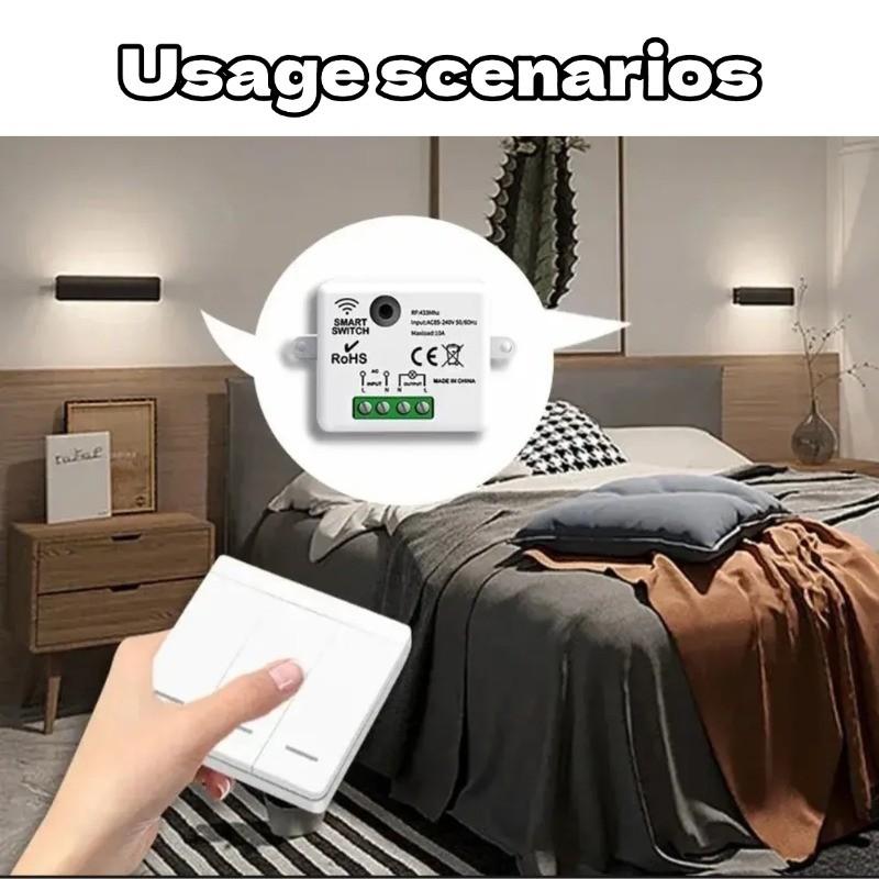 Ac220v 433mhz RF Wireless Remote Relay Switch, Single Channel Receiver Module + Wall Remote Transmitter, Ideal for Home Appliances, Remote Control Light Switch
