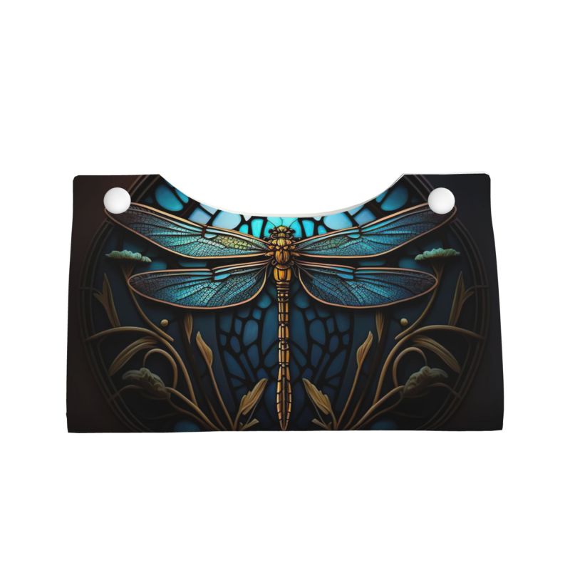 1pcs dragonfly PU leather rectangular tissue box cover, bathroom tissue holder, car tissue holder for bathroom, car, bedroom, Bathroom Accessories
