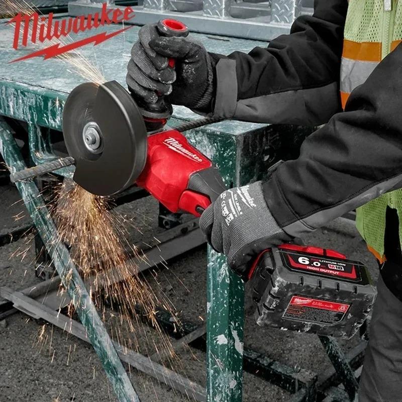 Milwaukee M18 125mm Power Brushless  Angle grinder Electric Cordless Polishing 4 Gears Variable Speed Cutting Power Tools car home cut machine