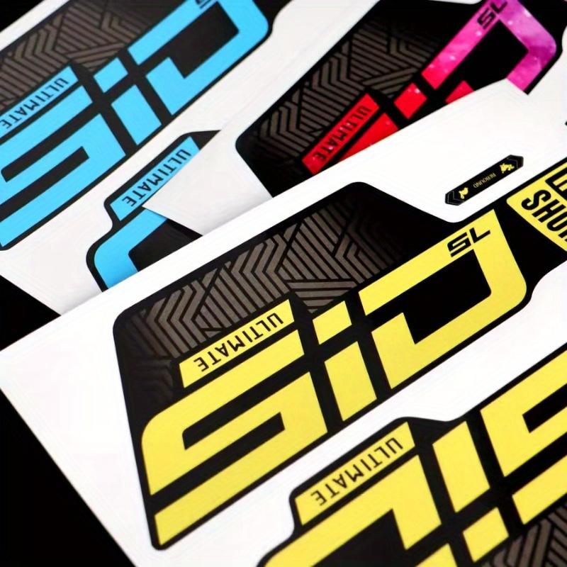 4Pcs/sheet, ROCKSHOX SID bicycle front fork sticker, bicycle mountain bike front shock absorber film decorative car sticker, frame front fork upper and lower tube colorful car sticker creative decorative personalized sticker, mountain bike, Sticker Decals