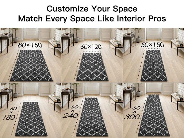 Washable Non Slip Runner Rug, Dirt Trapping Rubber Backing Carpet Runner for Entryway Hallway Kitchen Laundry Room