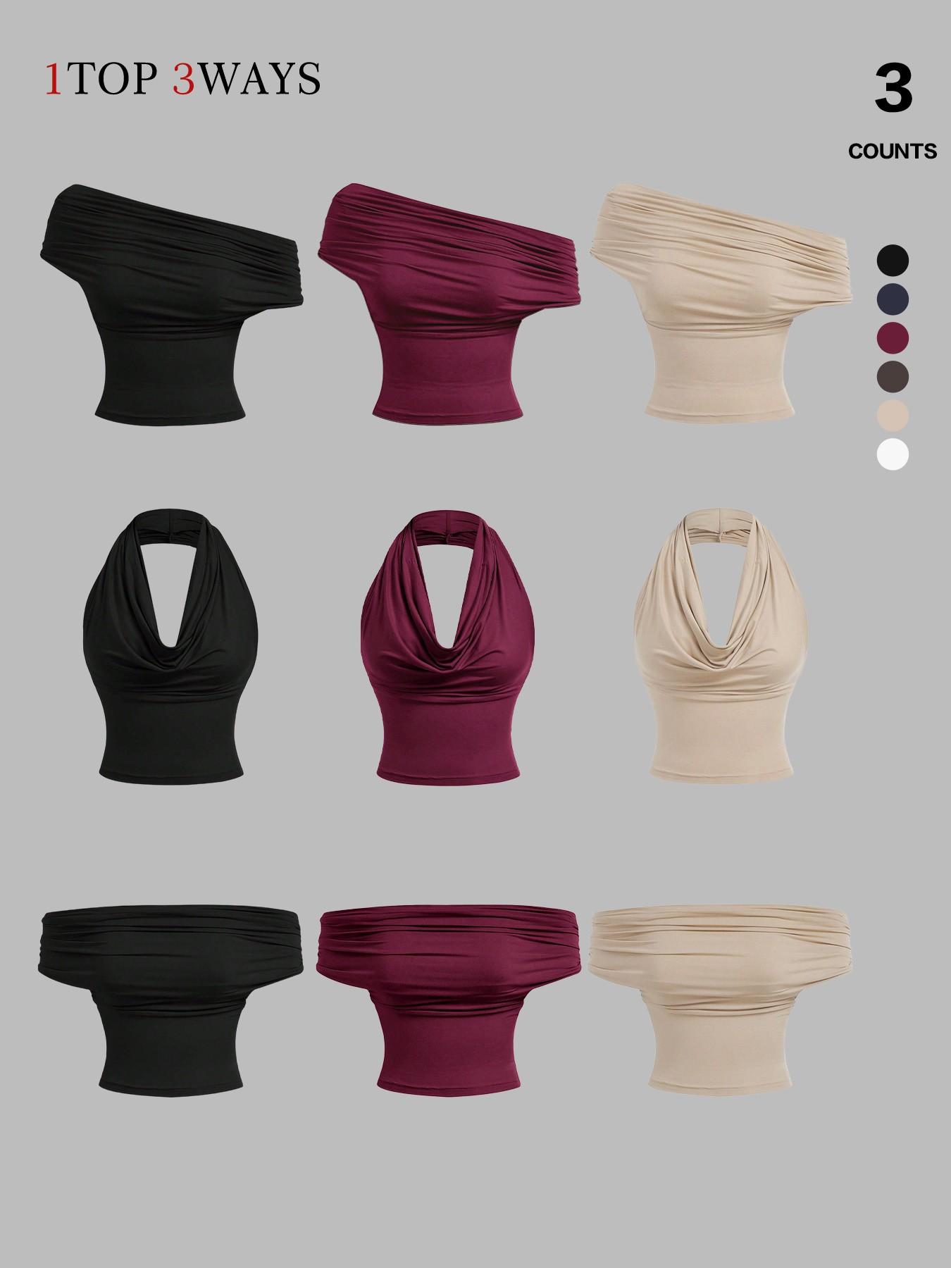 2026 Women's Elegant Solid Color Versatile Halter Neck Top, Stylish & Comfortable Design, Perfect for Casual Wear, Ideal for Everyday Use