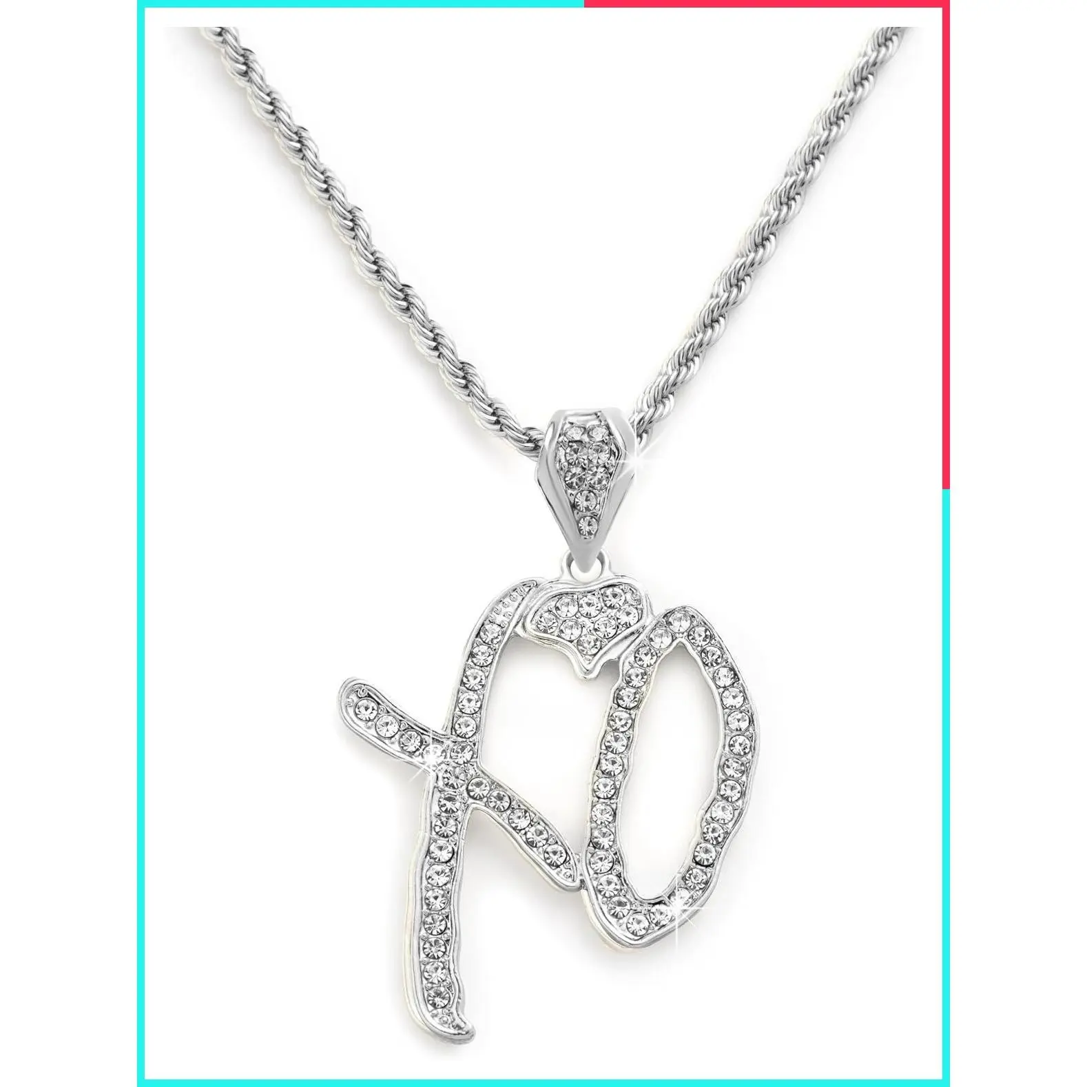 New 2026 High Hip Hop XO Letter Pendant Necklace for Women Men, Iced Out Letter Jewelry Lovers Pendant Fashion Trendy Accessories Creative Gift