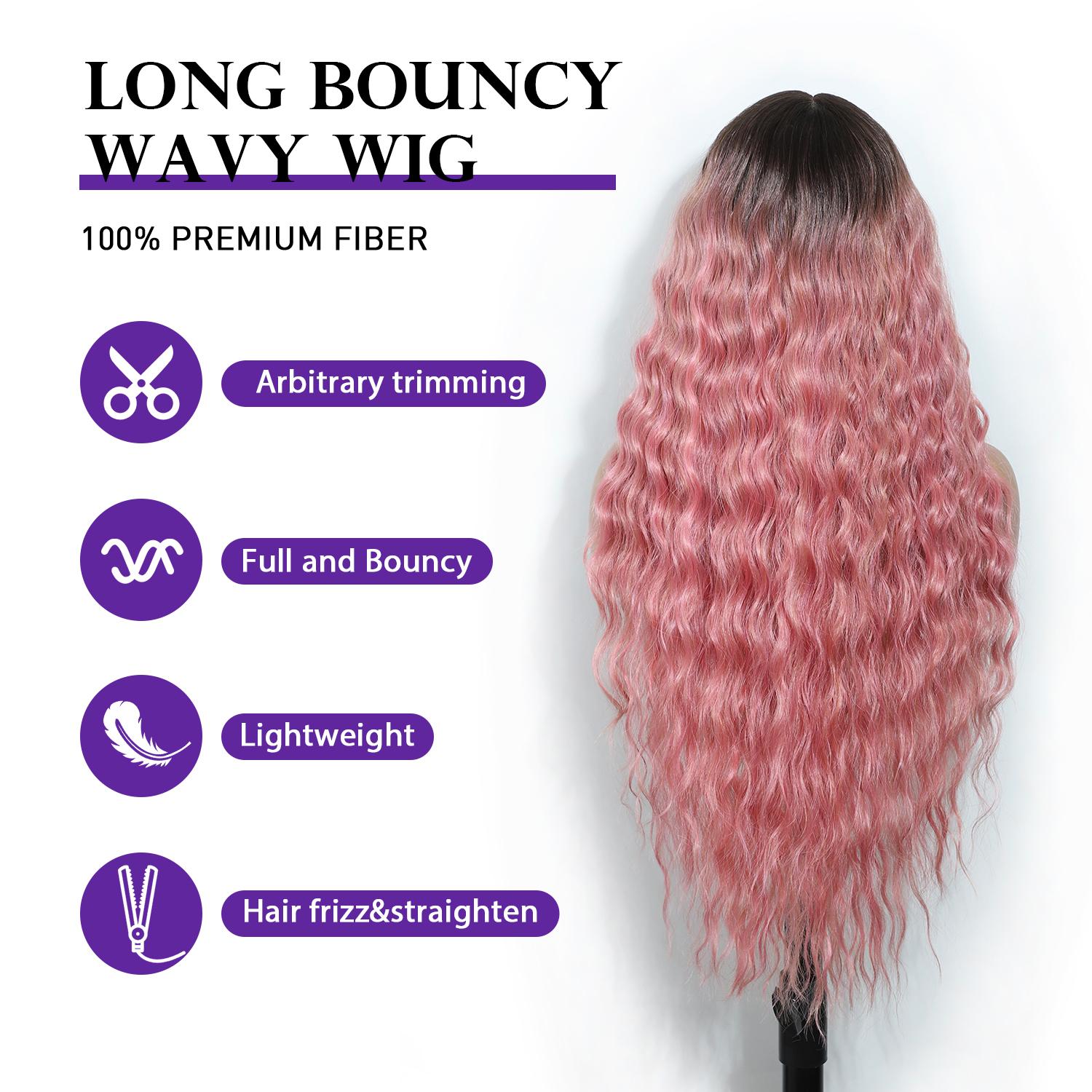 Style Icon 30'' Long Wavy Body Wave Deep Middle Part Lace Front Wigs 150% Density Heat Resistant Synthetic Hair Wigs Cosplay