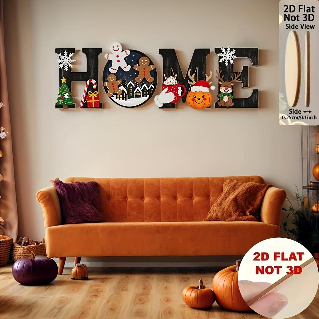 Christmas Theme Home Letter Ornament Set, Includes Snowman & Gingerbread Man Elements, Festive Style, Desktop Decoration, Holiday Decor