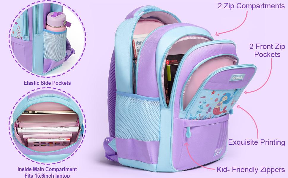 Fimibuke Backpack for School, 3 PCS Waterproof Backpack with Lunch Box & Pencil Pouch Set, School Bag Bookbag Daypack