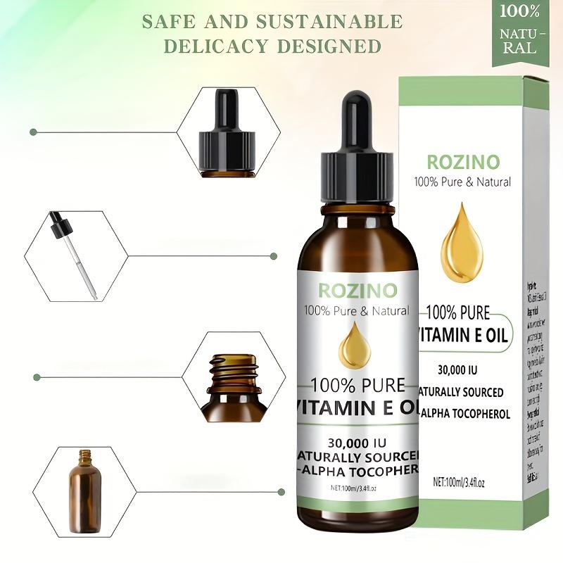 Rozino 100% Pure Natural Vitamin E Oil - Safe & Sustainable Formula Serums Skin Repair body oil lemon balm jojoba oil levanta batana oil dry body oil curly hair oil treatment