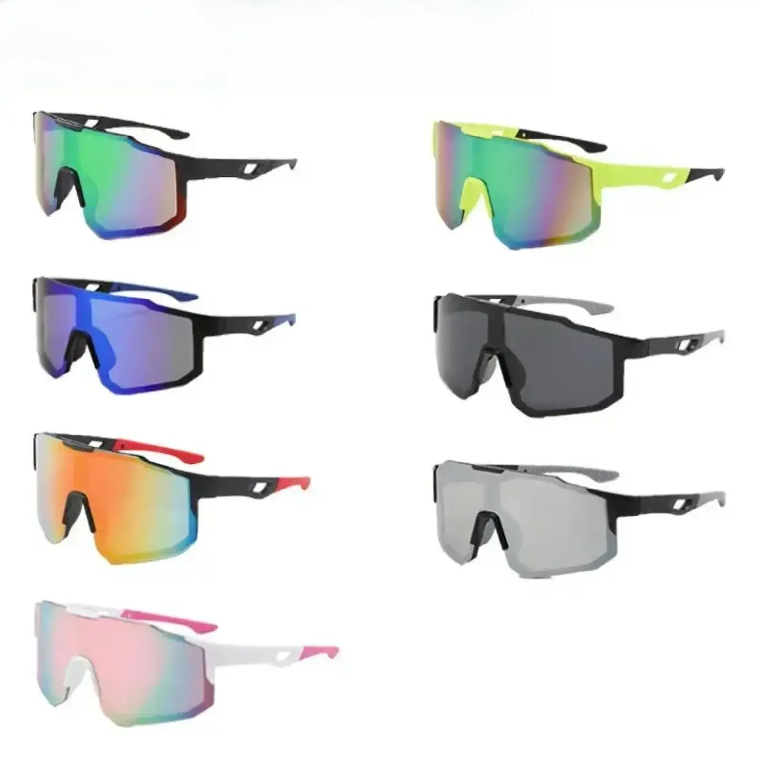 7 Pairs Unisex Large Frame Sunglasses, European American Trendy Colorful Slim Shades, Windproof UV Protection Sporty Sun Visor Glasses for Men Women Cycling Motorcycle Fishing Travel