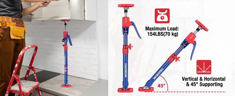 #JumpstartSale WORKPRO Cabinet Jack Support Pole, Steel Telescopic Quick Support Rod Adjustable 3rd Hand Support System with 154 lbs Capacity for Cabinet Jack, Drywall Jack& Cargo Bars, 2-Pack