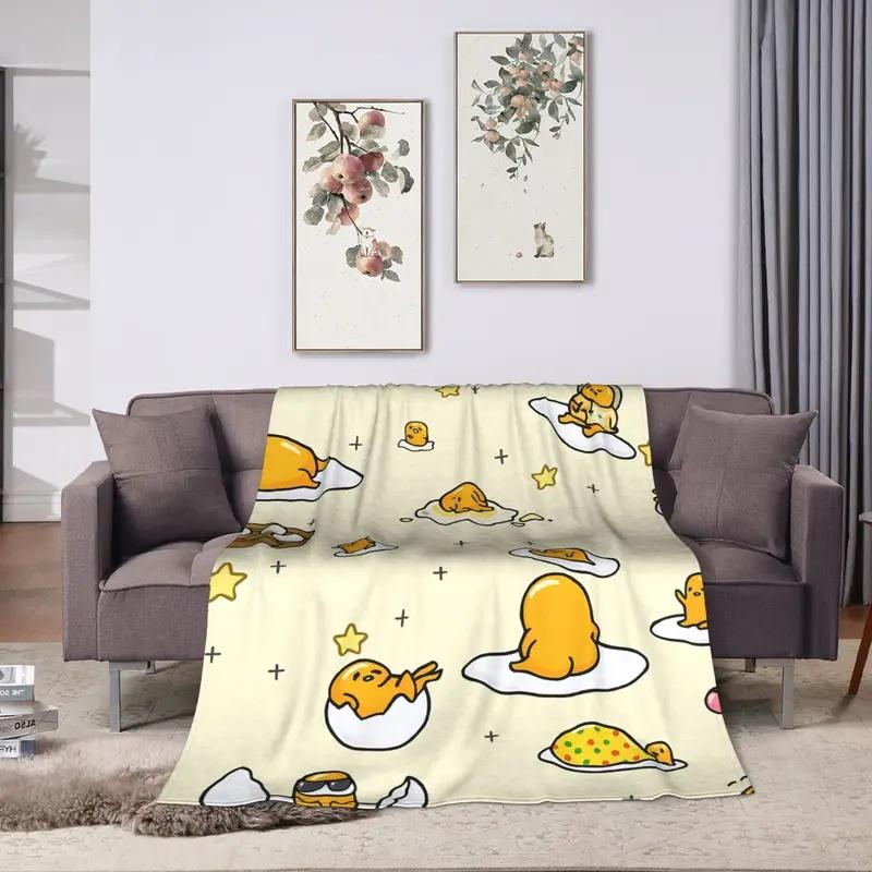Gudetama Lazy Egg Flannel Throw Blanket - Super Warm Winter Blanket for Kids' Bedrooms, Sofa Cover, Ideal Holiday/Birthday Gift for Family, All-Season Cozy Home Decor