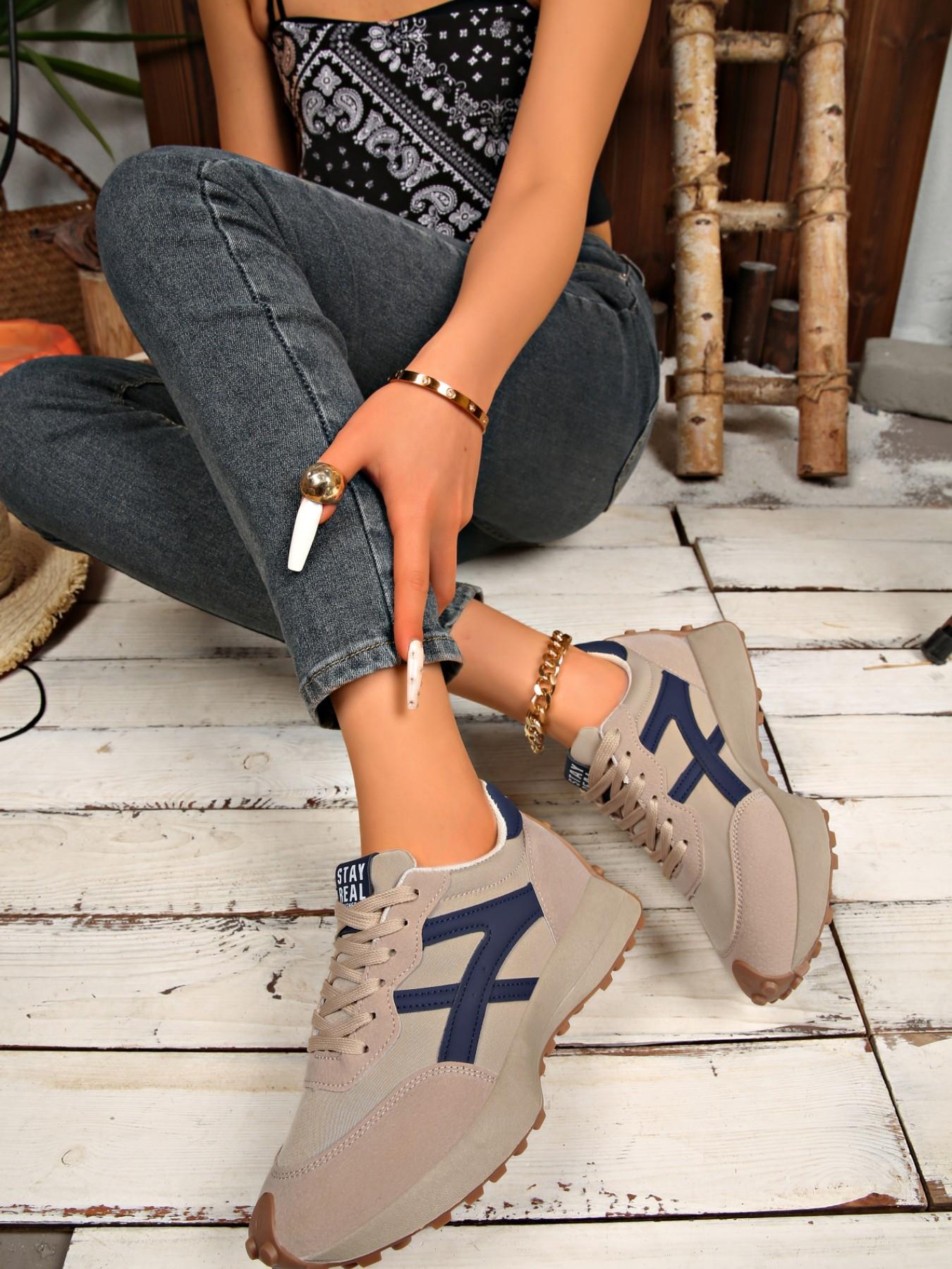 Women's Fashion Thick Sole Sports Shoes, Breathable Trendy Walking Shoes, Comfort Support, Casual All Season Footwear for Daily Wear & Gym Use