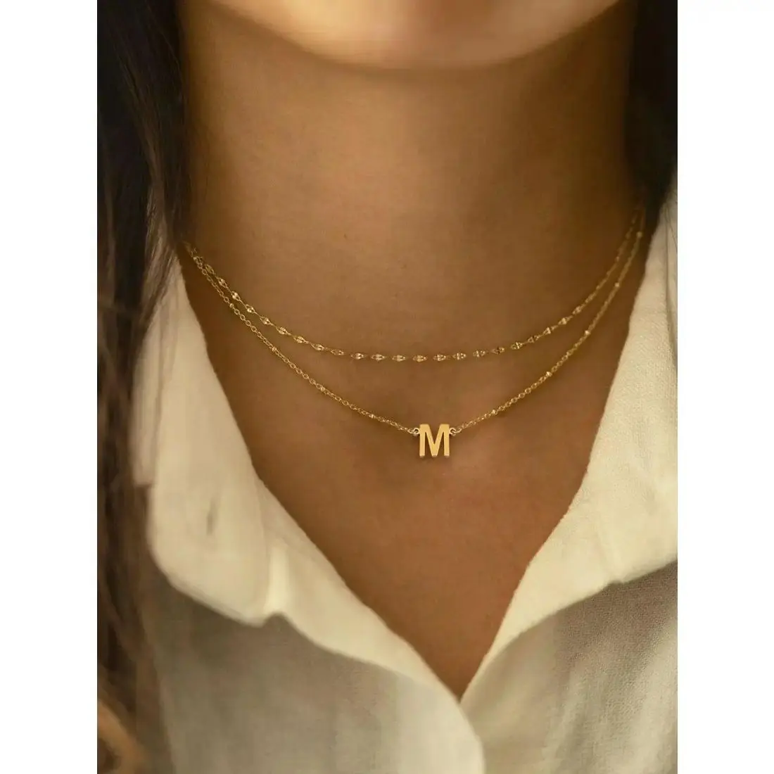 Initial Letter Pendant Necklace Set, Dainty Alphabet Chain Necklace for Women, Minimalist Personalized Jewelry for Daily Wear, Party & Birthday Gift