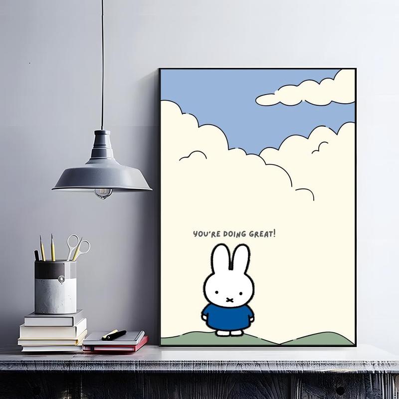 Cute Cartoon M-miffyS Poster HD self-adhesive fade-proof waterproof wrinkle-resistant poster stickers suitable for living room bedroom dormitory cafe bar background decoration wallpaper and gifts