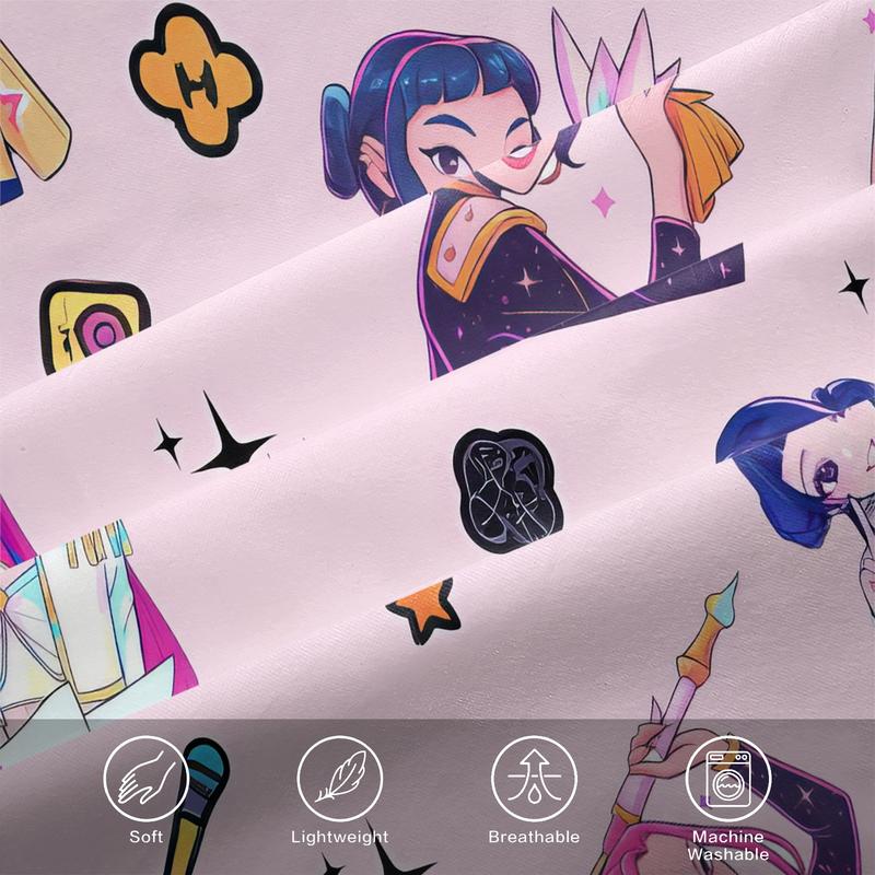 K Pop Demon Hunters Soft Breathable Fitted Sheet Set, bed sheets set, 3 Counts/set including 1 Fitted Sheet & 2 Pillowcases, Cute Idol Themed Decor for Bedrooms and Gifts