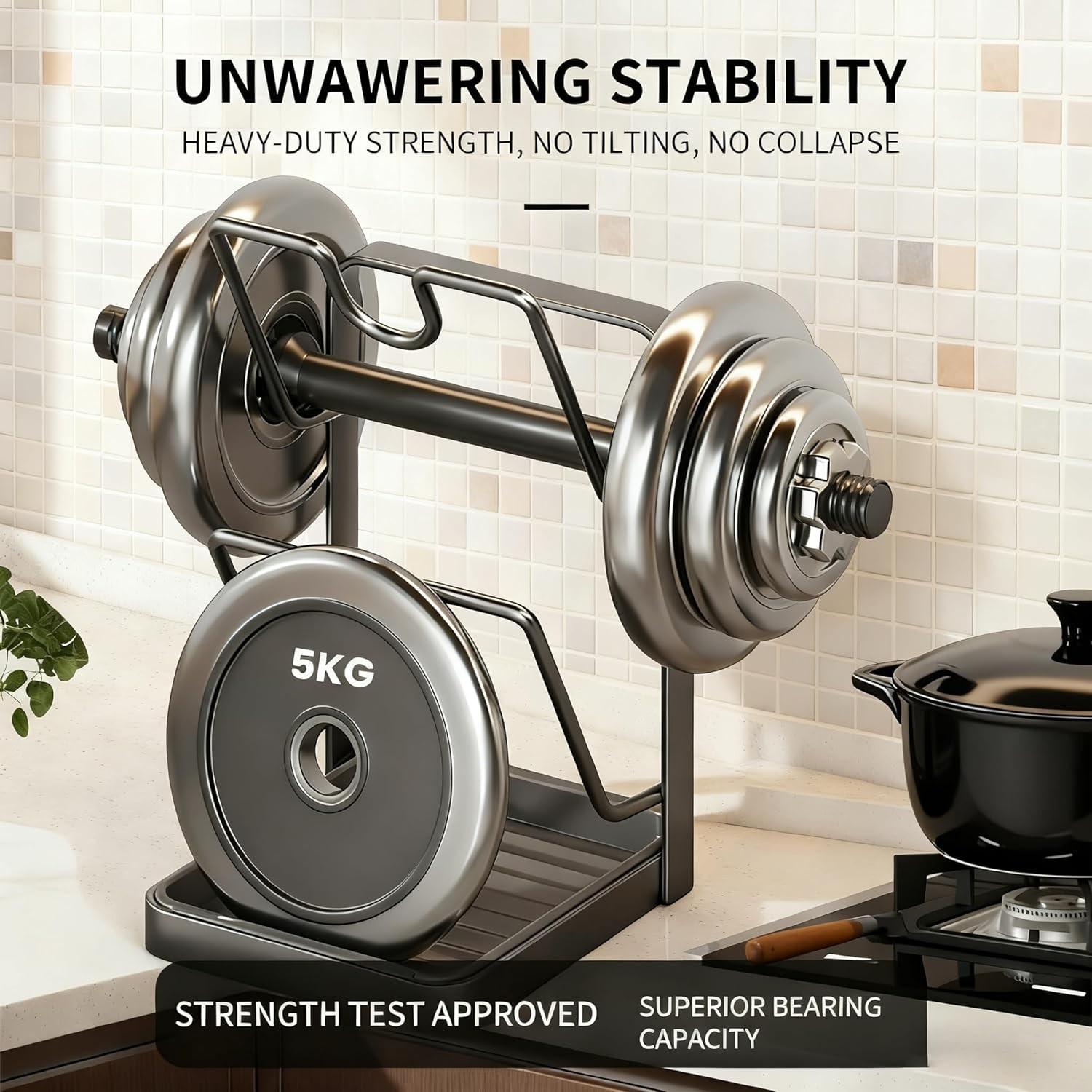 Kitchen Pot Lid Storage Rack, 2026 Upgraded Multi-Functional Pot Lid Organizer, Cooking Lid Holder with Detachable Drip Tray