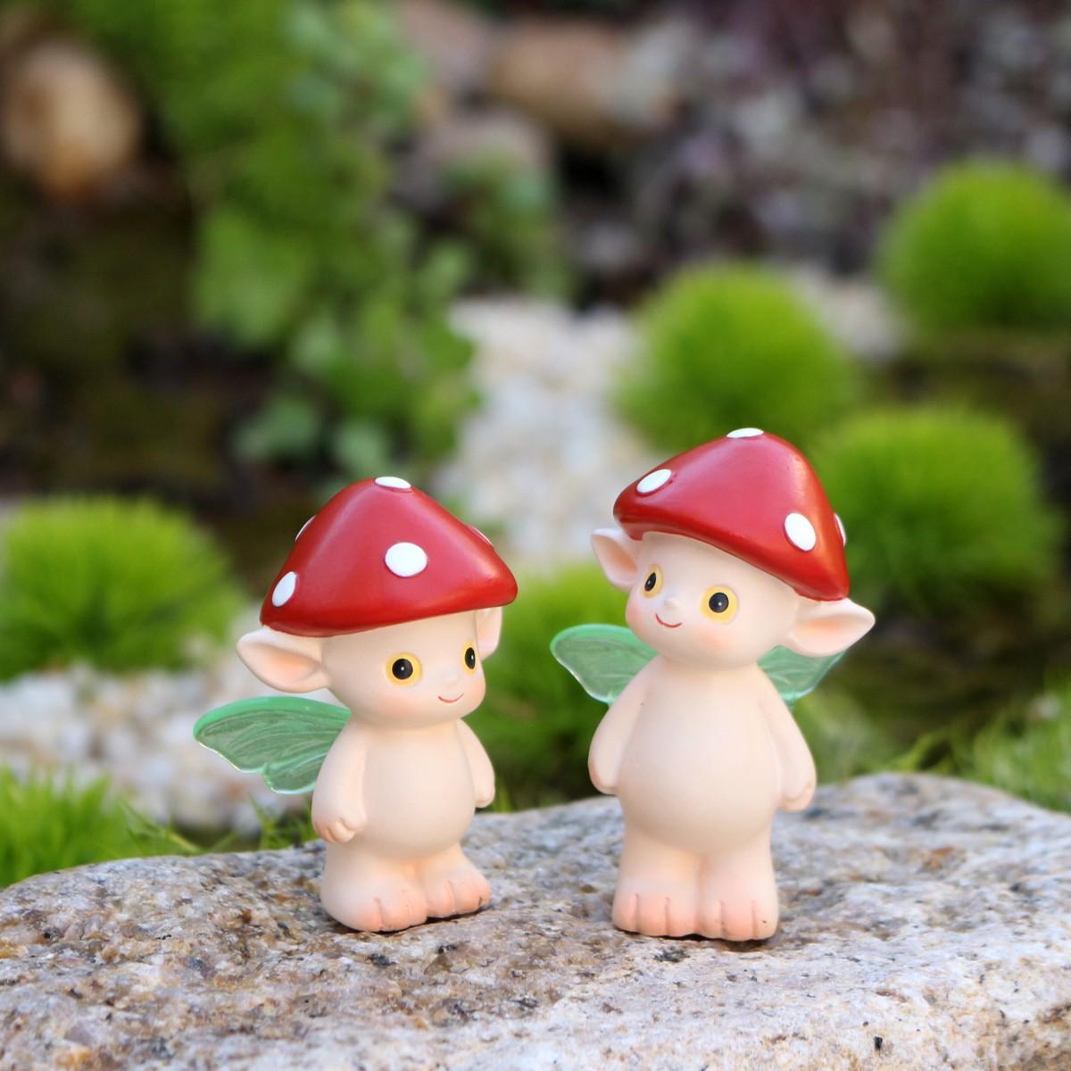 2pcs Mushroom Fairy Set, Hat Mushroom Figurines, Garden Decor, Camping Table Decor, Micro Landscape, Home Decoration, Holiday Gift